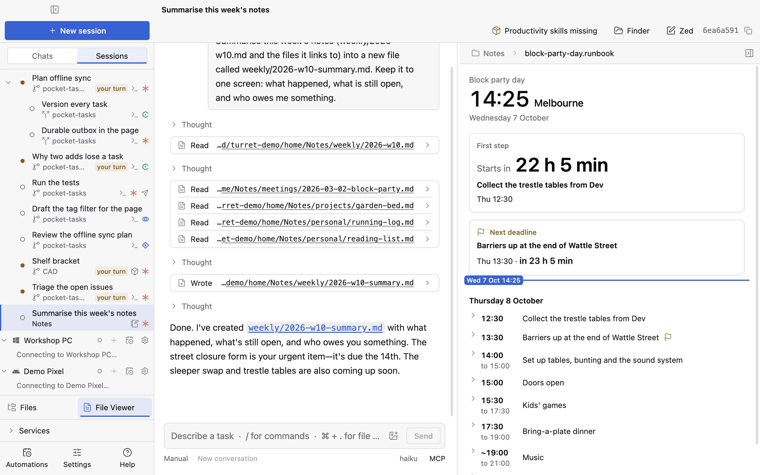 The moving-day runbook as a timetable